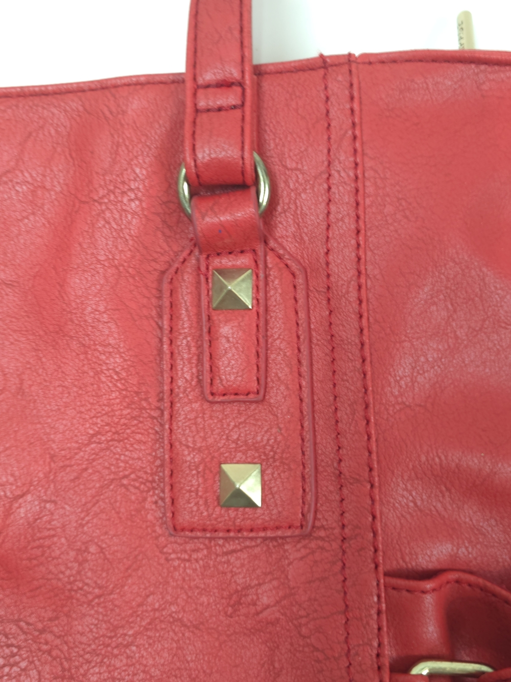 Rampage Red Faux-Leather Distressed Purse with Gold Accents - Picture 4 of 11